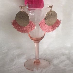 🌹Palm Beach Boho Rose Pink Fringe Earrings
